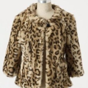 Anthro Elevenses Out of the Jungle Faux Fur Jacket